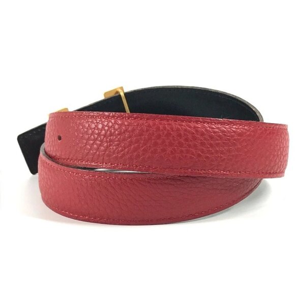 HERMES H Belt H Belt Constance Belt for bottoms belt Leather Red x Black/Gold - Picture 2 of 15